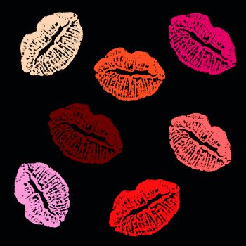 Sexy  lipstick prints on black