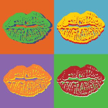 Pop art style vector lips