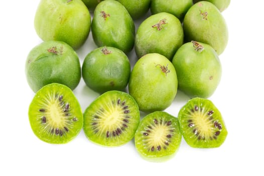 Picture of a bunch of kiwi berries on white