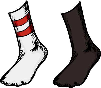 Isolated feet with different socks over white background