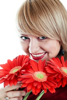 An image of nice woman with flowers