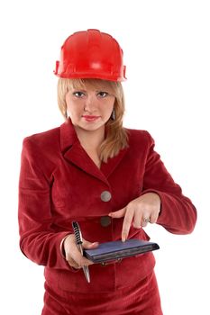 A business lady writing something in her notebook