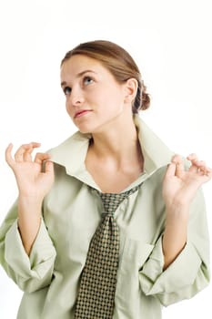 An image of a beautiful young girl in a shirt