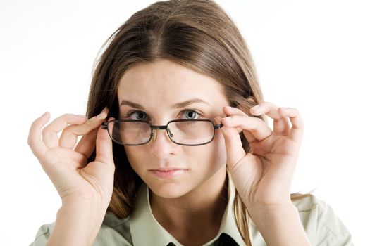 An image of a nice girl in glasses