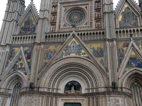 Orvieto - Duomo facade.West front of the Gothic facade of the Orvieto Cathedral, designed by Lorenzo Maitani.