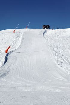 ski track on alpine mountain in France