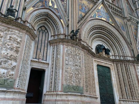Orvieto - Duomo facade.West front of the Gothic facade of the Orvieto Cathedral, designed by Lorenzo Maitani.