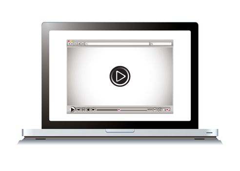 Modern laptop computer with video web browser