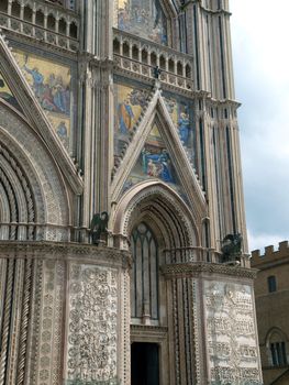 Orvieto - Duomo facade.West front of the Gothic facade of the Orvieto Cathedral, designed by Lorenzo Maitani.