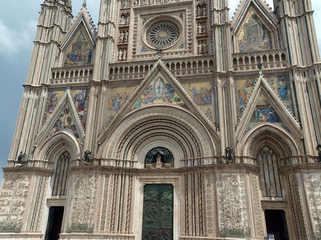 Orvieto - Duomo facade.West front of the Gothic facade of the Orvieto Cathedral, designed by Lorenzo Maitani.