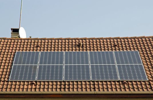 photovoltaic panel on the roof of a house