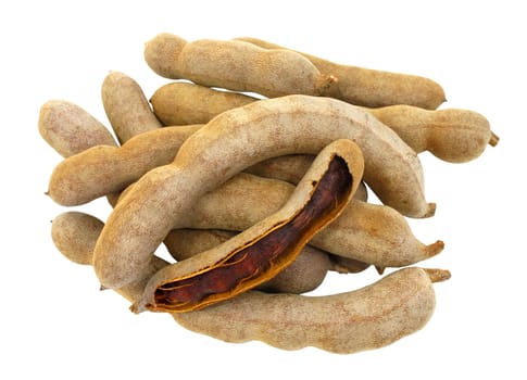 Sweet tamarind on white background with clipping path