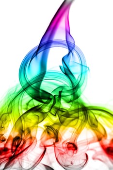 Abstract colored fume shape over the white background