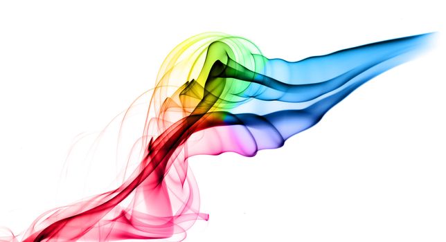 Abstract colorful fume pattern over the white background