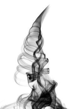 Abstract fume vertical swirl over the white background