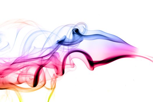 Abstract puff of colored smoke over the white background