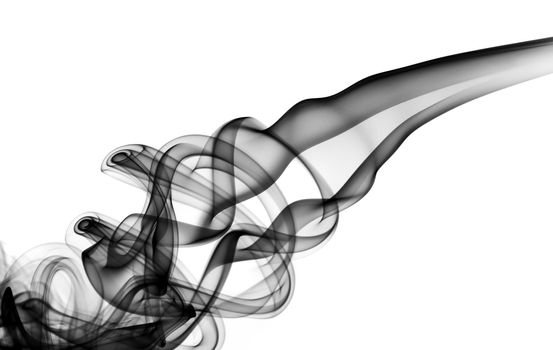 Black magic fume swirl over the white background