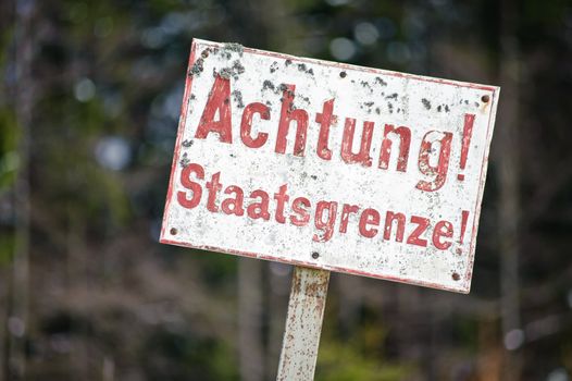 Border crossing shield with german text in austria