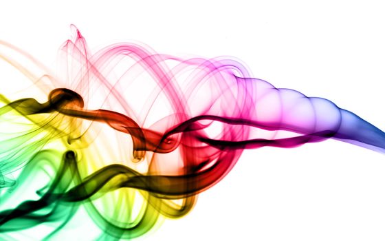 Filled with color Abstract smoke pattern over the white background