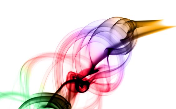 Magic Abstract puff of colored smoke over the white background