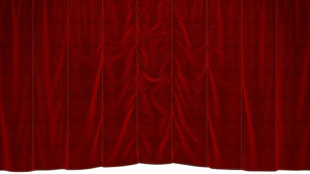 Red dropping Curtain with beautiful textile pattern. Extralarge resolution