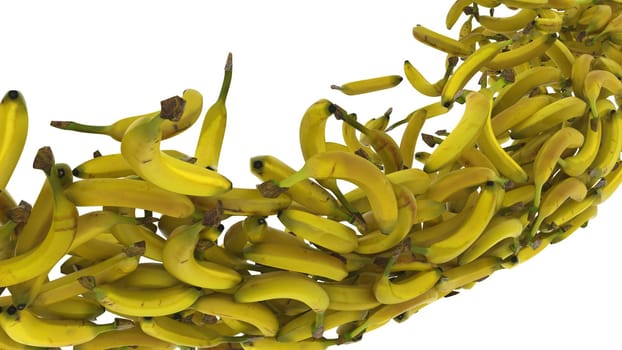 Ripe bananas isolated over white background. Extralarge resolution