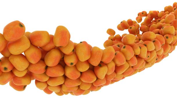 Ripe Mango fruits flow isolated over white. Extralarge resolution
