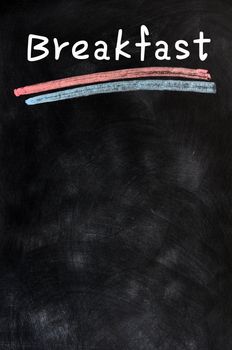 Blank breakfast menu on a blackboard