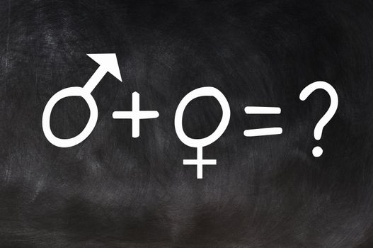 Sex symbols concept and formula on a blackboard