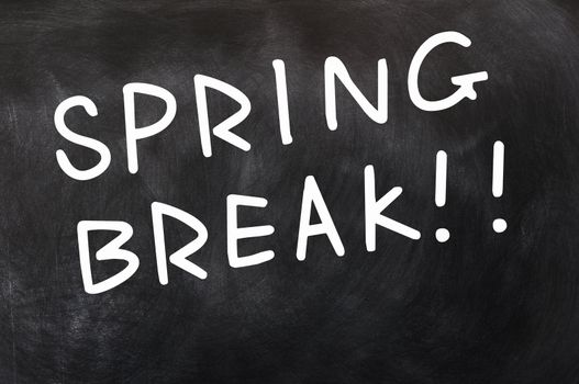 Spring break written on a blackboard