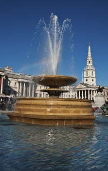 fountain at Trafalgar Square in London, UK