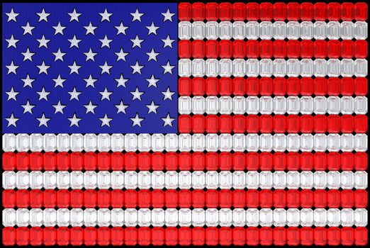 USA flag assembled of diamonds. Over black. Extralarge resolution. Other gems are in my portfolio.