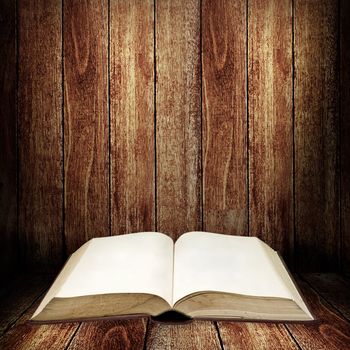 Open book with wooden table, Reading concept