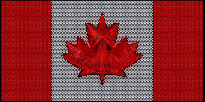 Canada flag assembled of diamonds. Over black. Extralarge resolution. Other gems are in my portfolio