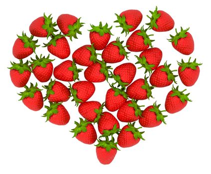 Red Strawberry shaped heart over white. Large resolution. Other fruits are in my portfolio