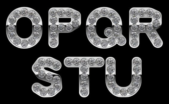 Silver O, P, R, S, T, Q, U letters incrusted with diamonds. Other characters are in my portfolio