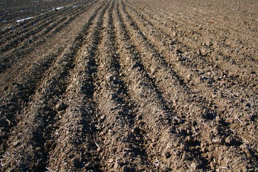 plowed soil for sowing works during a spring season