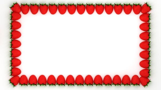 Strawberry shaped rectangle frame over white. Large resolution. Other fruits are in my portfolio