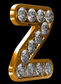 Golden z letter incrusted with diamonds. Other characters are in my portfolio