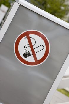 Shield with a no smoking sign on it