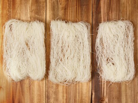 close up of rice vermicelli noodles on kitchen table