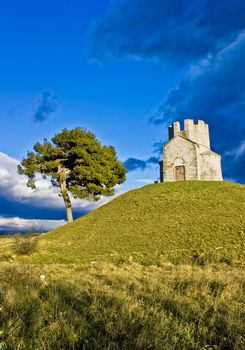 Idyllic chapel on the green hill, Nin, Croatia