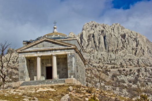 Stone church on Velebit mountain near Tulove grede, Croatia
