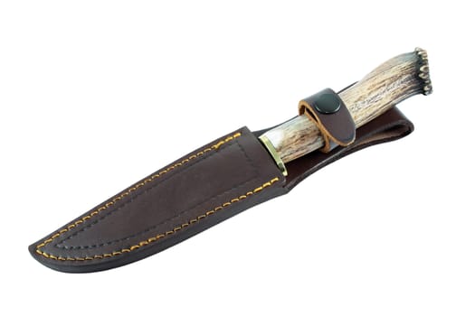 saved hunting knife in the sheath knife cut off and isolated