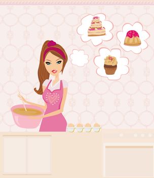 Housewife cooking desserts