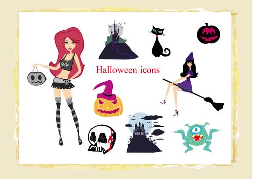 Halloween vector icons set
