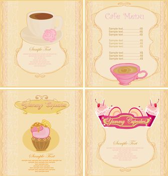 menu coffee shop set