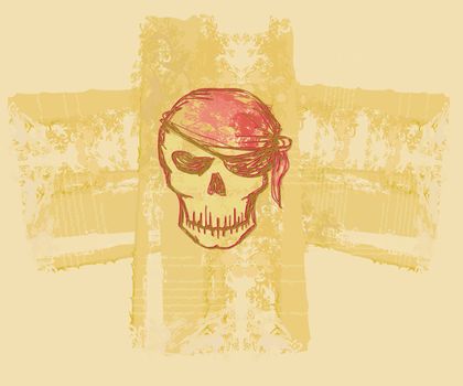 Skull Pirate - retro card