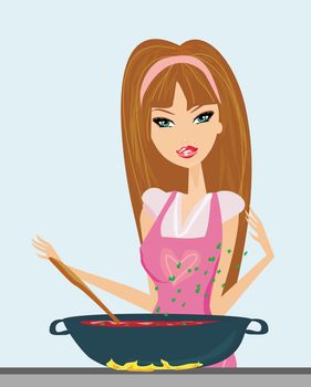 Beautiful lady cooking