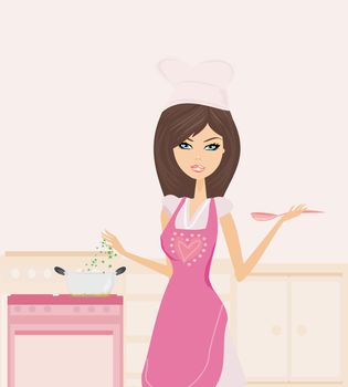 Beautiful lady cooking